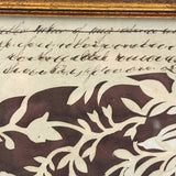 Intricate 19th Century Scherenschnitte Paper Cut with Birds and Flowers and Handwriting