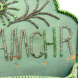 Tie Hamghr, Wonderfully Tender, Naive 1934 Iroquois Beadwork on Silk Hanger