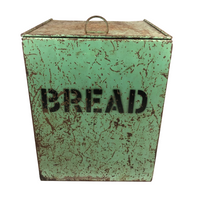 Apt Green Painted Old Tin Bread Box with Stenciled Lettering