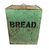 Apt Green Painted Old Tin Bread Box with Stenciled Lettering