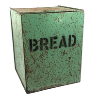 Apt Green Painted Old Tin Bread Box with Stenciled Lettering