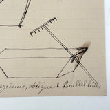 Parallelograms, Trapeziums, Oblique and Parallel Lines, Satisfying Small 19th C. Ink Drawing
