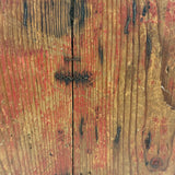 Boxy, Much Loved Vernacular Pine Stool in Original Red Paint with Many Reinforcements