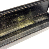 Pens and Pencils, Antique French Lacquer Divided Interior Snap Lid Box with Gold Lettering