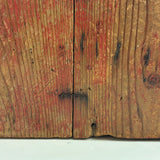 Boxy, Much Loved Vernacular Pine Stool in Original Red Paint with Many Reinforcements