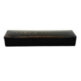 Pens and Pencils, Antique French Lacquer Divided Interior Snap Lid Box with Gold Lettering