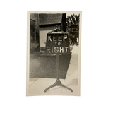Keep to Right, Small Vintage Snapshot of Homemade Standing Sign in Situ