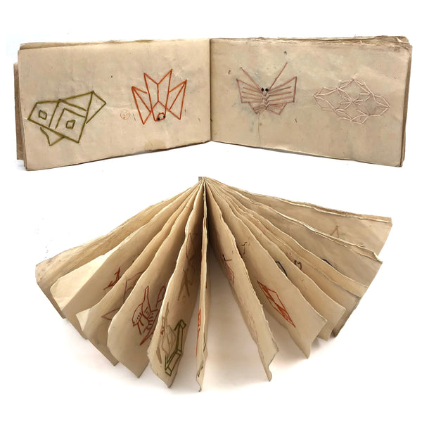 Charming 19th C. Japanese School Child's Semamori Embroidery Practice Booklet