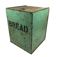 Apt Green Painted Old Tin Bread Box with Stenciled Lettering