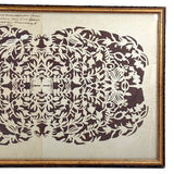 Intricate 19th Century Scherenschnitte Paper Cut with Birds and Flowers and Handwriting