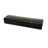 Pens and Pencils, Antique French Lacquer Divided Interior Snap Lid Box with Gold Lettering