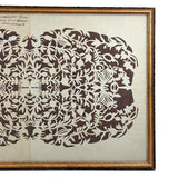Intricate 19th Century Scherenschnitte Paper Cut with Birds and Flowers and Handwriting