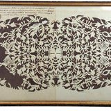 Intricate 19th Century Scherenschnitte Paper Cut with Birds and Flowers and Handwriting