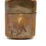 DOT, 1945 Brass Trench Art (Removable) Dorcel Lighter, Monogrammed JPA on Reverse
