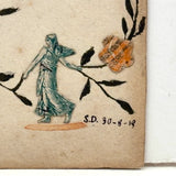 Semeuse with Flowers, Vines and Dragonfly, Amazing 1915 French Stamp Collage Post Card