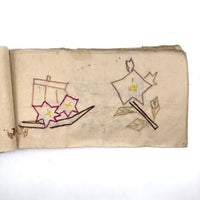 Charming 19th C. Japanese School Child's Semamori Embroidery Practice Booklet