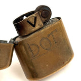 DOT, 1945 Brass Trench Art (Removable) Dorcel Lighter, Monogrammed JPA on Reverse