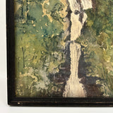 Waterfall Through Painterly Green, Just Right c. 1940s Watercolor in Period Frame