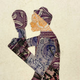 Boxer with Raised Gloves, Oversized Vintage Hungarian Stamp Art Postcard