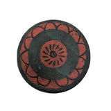 Antique Papier Mache Snuff Box with Hand-painted Red, Green and Black Flower