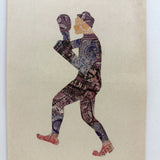 Boxer with Raised Gloves, Oversized Vintage Hungarian Stamp Art Postcard