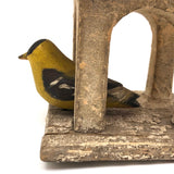 Yellow Finch in Steeple, Wonderful Old Folk Art Carved Construction