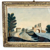 Charming and Naively Sophisticated Early-Mid 19th Century Fantasy Architecture Watercolor in Period Frame