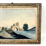 Charming and Naively Sophisticated Early-Mid 19th Century Fantasy Architecture Watercolor in Period Frame