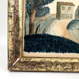 Charming and Naively Sophisticated Early-Mid 19th Century Fantasy Architecture Watercolor in Period Frame