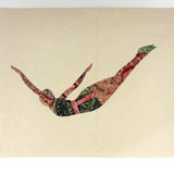 Diver in Flight, Vintage Stamp Art Collage
