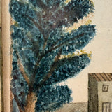 Charming and Naively Sophisticated Early-Mid 19th Century Fantasy Architecture Watercolor in Period Frame