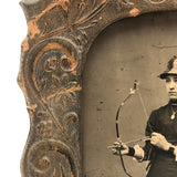 SOLD The Young Archeress! Wonderful 19th c. Tintype in Rare Standing Tintype Frame