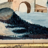 Charming and Naively Sophisticated Early-Mid 19th Century Fantasy Architecture Watercolor in Period Frame