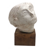 Soulful, Beautiful Marble Carved Woman's Head with Bun