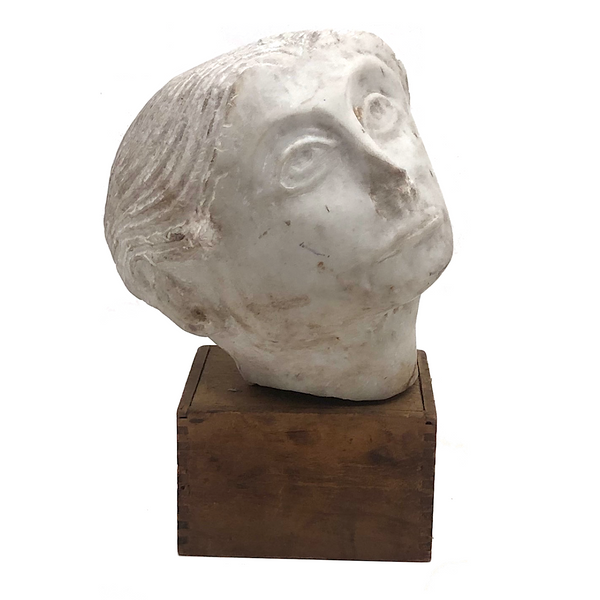 Soulful, Beautiful Marble Carved Woman's Head with Bun