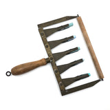 Brass and Wood 5 Line Chalk Drawing Tool (for Penmanship and Music) with Blue Chalk