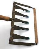 Brass and Wood 5 Line Chalk Drawing Tool (for Penmanship and Music) with Blue Chalk