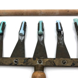 Brass and Wood 5 Line Chalk Drawing Tool (for Penmanship and Music) with Blue Chalk