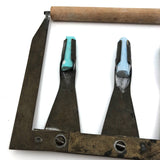 Brass and Wood 5 Line Chalk Drawing Tool (for Penmanship and Music) with Blue Chalk