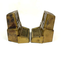 Nostalgia Inducing 1980s Golden Cast Metal Computer Bookends