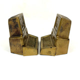 Nostalgia Inducing 1980s Golden Cast Metal Computer Bookends