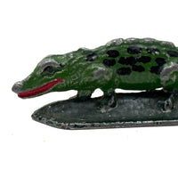 Excellent Pair of Old Hand-painted Cast Lead Crocodiles!