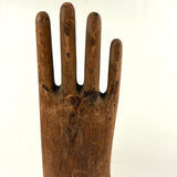 Freestanding Old Wooden Glove Mold with Especially Nice Form and Patina, Dated 1940