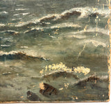 Atmospheric (and Much Weathered) Antique Oil on Canvas Seascape
