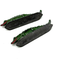 Excellent Pair of Old Hand-painted Cast Lead Crocodiles!