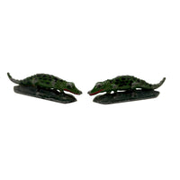 Excellent Pair of Old Hand-painted Cast Lead Crocodiles!