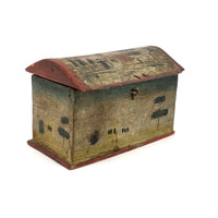 Beautiful 19th C. Folk Art Painted Miniature Dome Top Chest
