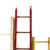 Set of Five Antique Schoenhut Circus Ladders, Red and Yellow and Whites