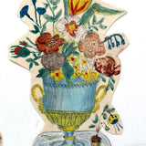 Flowers, Urn, Chair, Chaise, Rug, Wonderful 19th Century Watercolor Cutout