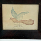 Anna Erb Was Born May 6, 1848, Very Gentle PA Watercolor Bird in Period Frame with Original Glass, As Found